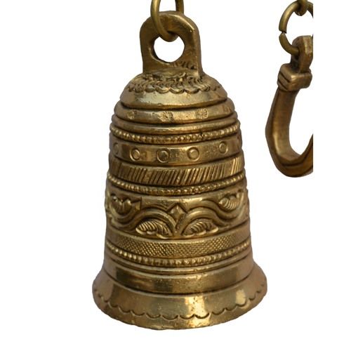 Vintage Hanging Bell with Brass Chain and Hook for Gates, Home, Office and Temple