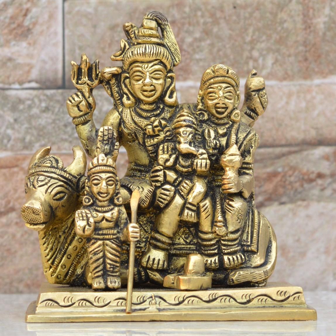 Shiva Parivaar - Shiva Family - Brass Statue - Pital Murti