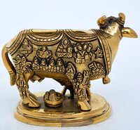 Cow with Calf Idol Showpiece for Home Decor,Housewarming and Return Gift - Krishna Darling Cow Calf Idol/Kamdhenu Cow Idol/Brass Gau MATA Idol