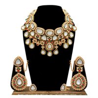 Wedding Collection Gold Plated Kundan Stone & Meena Work Bridal Choker Set. - Color: Multicolor