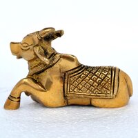 The Vehicle of Shiva - Brass Statue- Nandi Bull Sitting