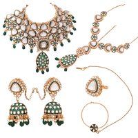 Gold Plated Kundan Semi Bridal Set For Women & Girls