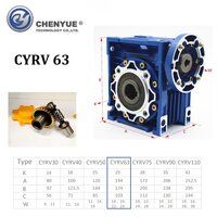 CHENYUE DOUBLE-STAGE WORM GEAR REDUCER CYVF40 + CYRV63 SPEED RATIO FROM 300:1TO8000:1 CUSTOMIZABLE