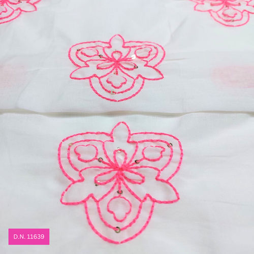 white embroidered cotton fabri