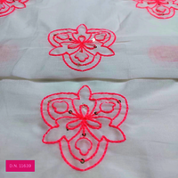 White Embroidered Cotton Fabri - Attributes: Comfortable & Soft