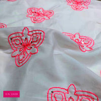 white embroidered cotton fabri