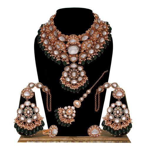 Marvelous Glorious Bridal Kundan Gold Plated Dulhan Semi Bridal Set for Women