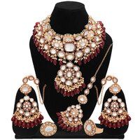 Marvelous Glorious Bridal Kundan Gold Plated Dulhan Semi Bridal Set for Women.