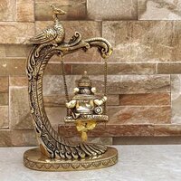 aakrati Swing Ganesh Metal brass table showpiece sculpture for gift and decor Decorative Showpiece - 24 cm  (Brass, Yellow)