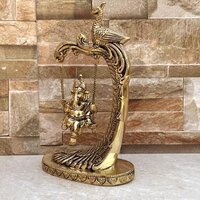 aakrati Swing Ganesh Metal brass table showpiece sculpture for gift and decor Decorative Showpiece - 24 cm  (Brass, Yellow)