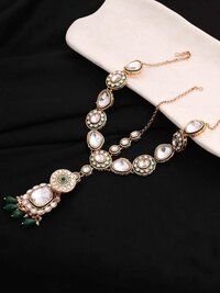 Exquisite Jadau Kundan Gold plated Dulhan semi bridal choker Necklaces Set