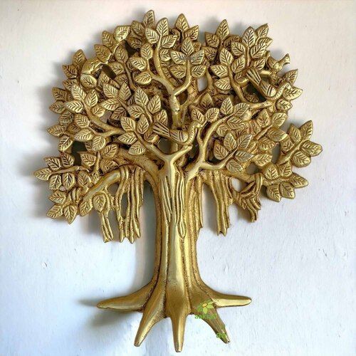 aakrati Tree on wall, door in home, office, house, resorts made in brass Decorative Showpiece - 22.86 cm  (Brass, Yellow)