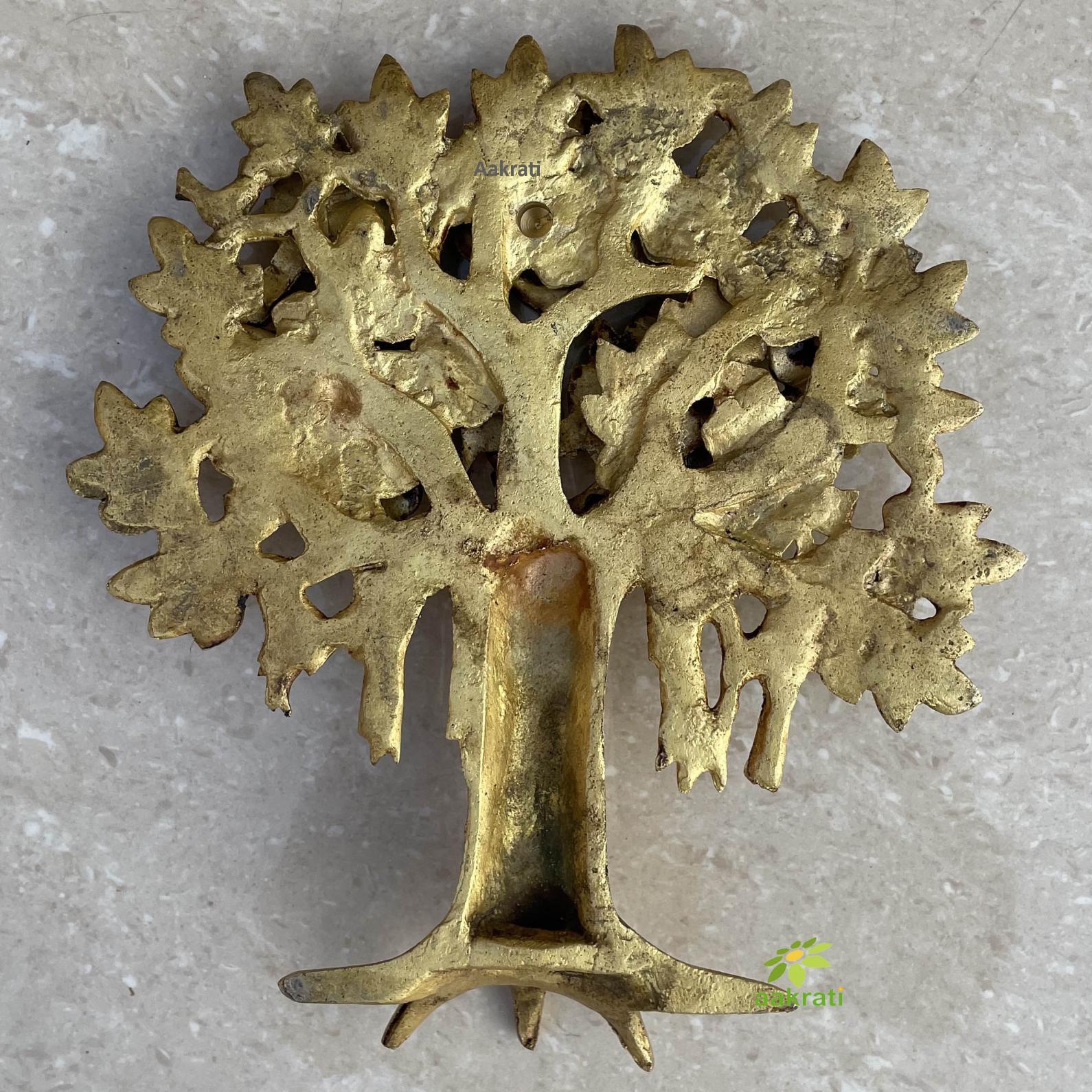 aakrati Tree on wall, door in home, office, house, resorts made in brass Decorative Showpiece - 22.86 cm  (Brass, Yellow)