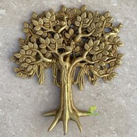 aakrati Tree on wall, door in home, office, house, resorts made in brass Decorative Showpiece - 22.86 cm  (Brass, Yellow)