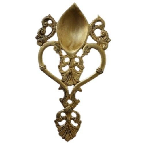 aakrati Spoon with Peacock Design Hand Carved Brass Spoon For Home Decoration Brass Table Diya  (Height: 4.4 inch)