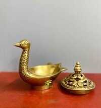 Exquisite Brass duck design Incense or Loban holder. Diya ,oil wick lamp .home temple diya