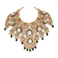 Leafy Elegance Gold plated Dulhan Semi Bridal Choker Kundan Set