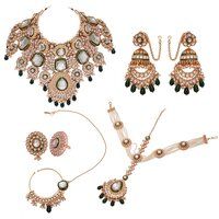 Leafy Elegance Gold plated Dulhan Semi Bridal Choker Kundan Set