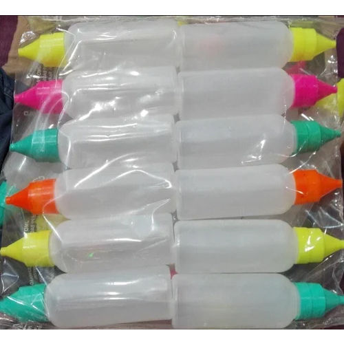 Plastic Transparent Rangoli Colour Bottle - Pattern: Plain