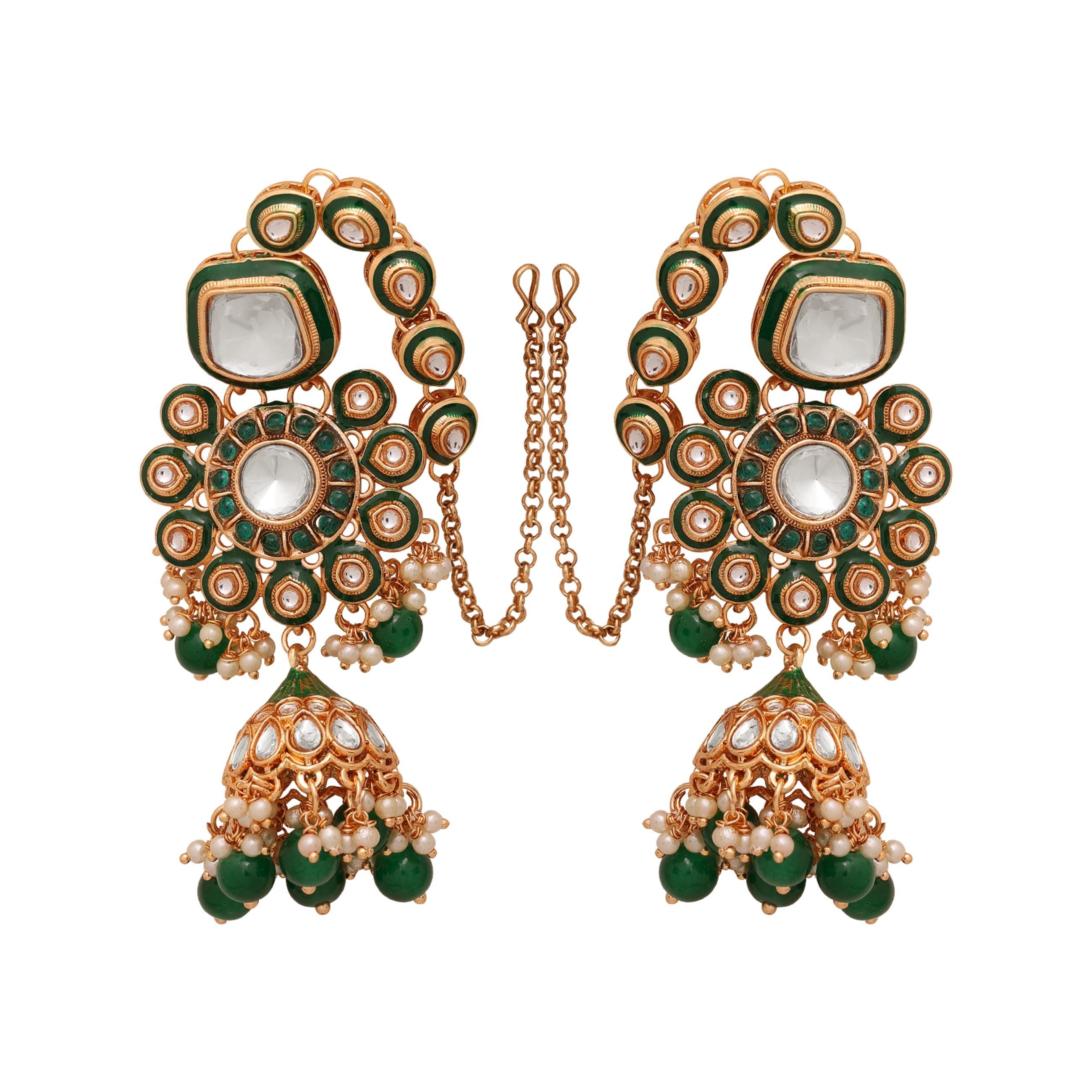 Green Beads Pearls Kundan Bridal Jewellery Set