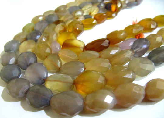 Natural Multi Chalcedony Oval shape Faceted 8x12mm to 12x15mm 10''long