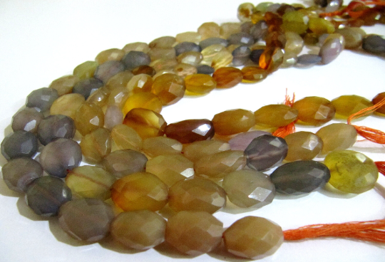 Natural Multi Chalcedony Oval shape Faceted 8x12mm to 12x15mm 10''long