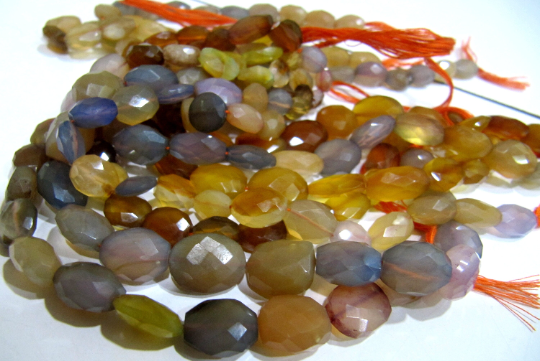 Natural Multi Chalcedony Oval shape Faceted 8x12mm to 12x15mm 10''long