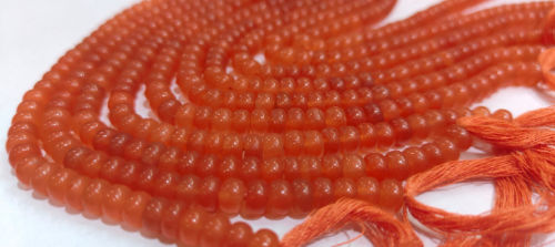 Natural Light Orange Chalcedony Rondelle Plain 6mm Beads Sold Per Strand 8''Long