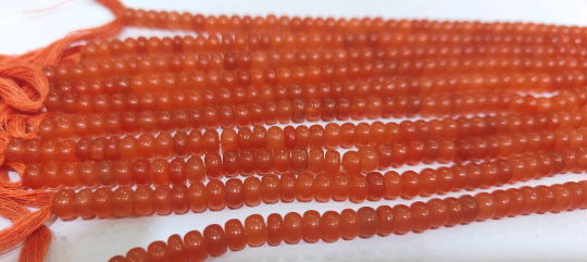 Natural Light Orange Chalcedony Rondelle Plain 6mm Beads Sold Per Strand 8''Long