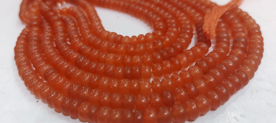 Natural Light Orange Chalcedony Rondelle Plain 6mm Beads Sold Per Strand 8''Long