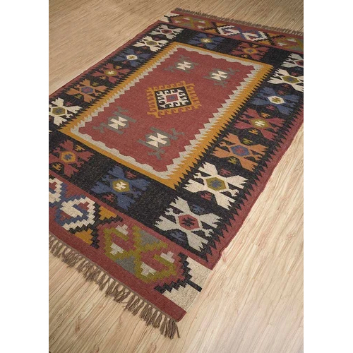 Designer Jute Wool Kilim Rug