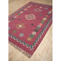 Hand Woven Rug Jute Wool Kilim Area Rug