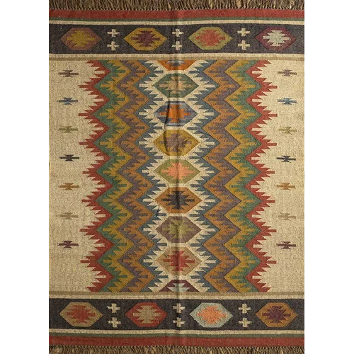 Handmade Woven Bricks Jute Kilim Rug