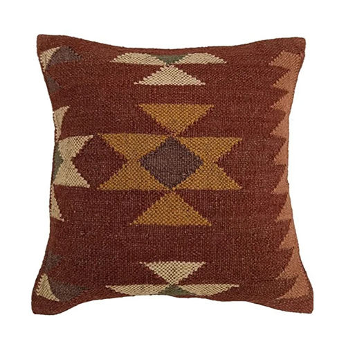 18x18 Inch Handwoven Kilim Wool Jute Pillow Cover