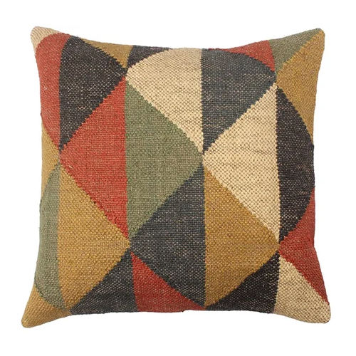 Kilim Wool Jute Pillow Cover - Color: Multicolor