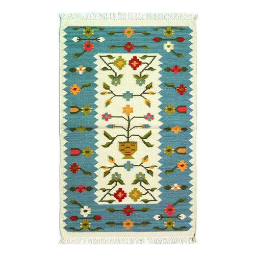 Cotton Wool Kilim Runner Dhurrie Rugs - Color: Multicolour