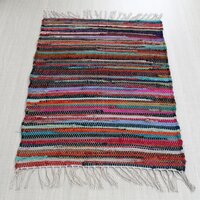 Handmade Cotton Chindi Rug - 4x6ft. Multicolour | Handmade, Anti-slip, Hand Washable, 2kg Weight, Perfect For Home Decor