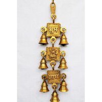 "temple Luxurious Trendy Handmade Carved Brass Metal Bells " - Color: Yellow