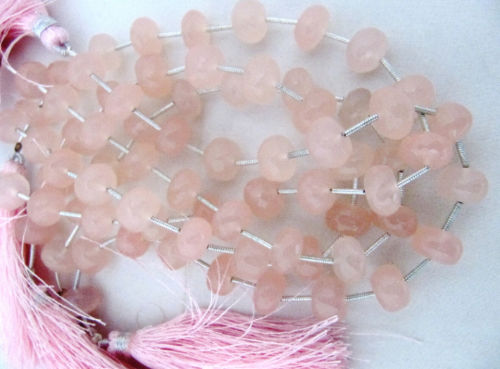 Natural Pink Chalcedony Rondelle Faceted 10 to 12mm Beads Strand 9''long