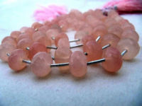 Natural Pink Chalcedony Rondelle Faceted 10 to 12mm Beads Strand 9''long