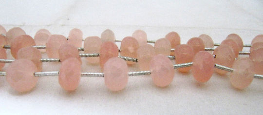 Natural Pink Chalcedony Rondelle Faceted 10 to 12mm Beads Strand 9''long