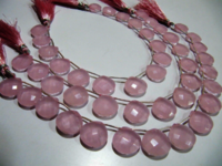 Pink Chalcedony Heart Shape Faceted 14-15mm Beads Strand 9''long - Material: Stone