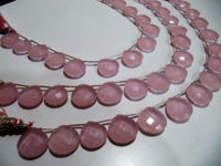 Pink Chalcedony Heart Shape Faceted 14-15mm Beads Strand 9''long