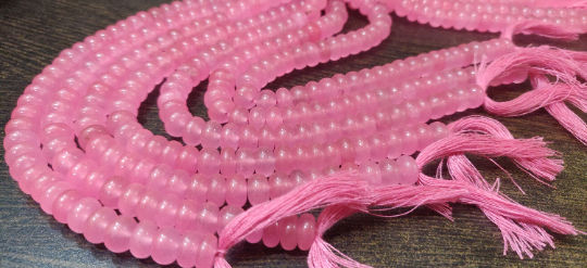 Natural Watermelon Pink Chalcedony Rondelle Plain 8mm Beads Strand 8''Long