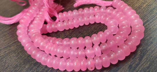 Natural Watermelon Pink Chalcedony Rondelle Plain 8mm Beads Strand 8''Long