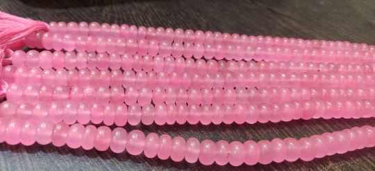 Natural Watermelon Pink Chalcedony Rondelle Plain 8mm Beads Strand 8''Long