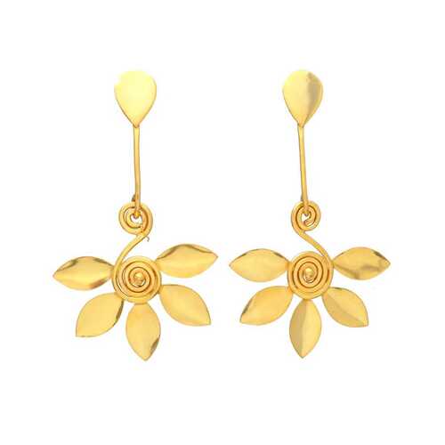 gold plated flower dangle earring for woman