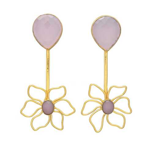 Lavender chalcedony dangle flower earring