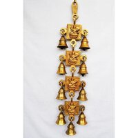 Aakrati Traditional Brass Wind Chime For Home | Decorative Wall Hanging With Little Bell | Brass Wind Chime ( Yellow, 15 Inch) - Color: Yellow