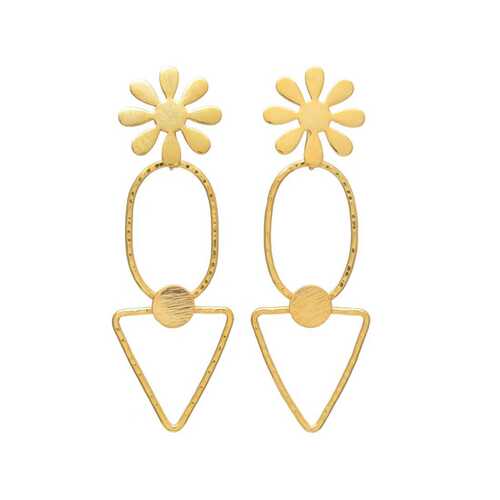 woman flower shaped dangle earring set